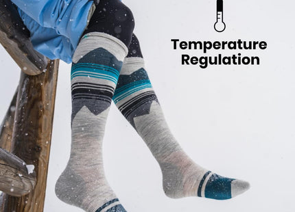 Smartwool Unisex Wintersport Full Mountain Moose Pattern OTC Socks (Toddler/Little Kid/Big Kid) Twilight Blue X-Small