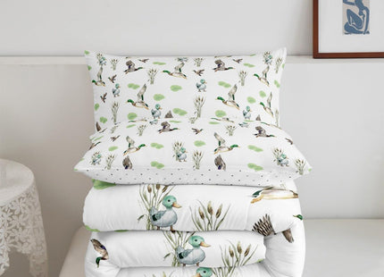 Erosebridal Mallard Duck Comforter Set Toddler Size Woodland Wild Duck Bedding Set for Kids Boys Girls Waterfowl Flying Ducks Duvet Insert Rustic Farmhouse Comforter Hunting Wildlife Theme,2 Pcs