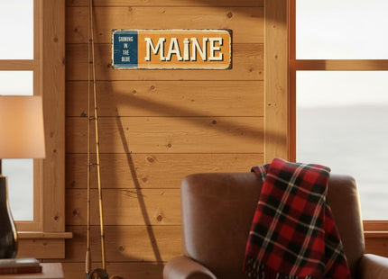 Welcome to US City Metal Wall Decor Maine Metal Tin Sign Decorative Plaque Farmhouse Country Home Decor 4" X 16"