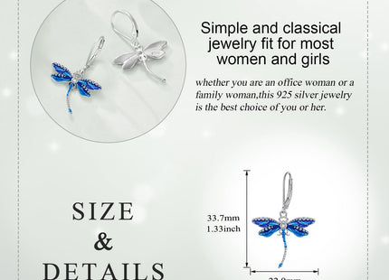 Dragonfly Earrings Gifts Sterling Silver Cute Blue Dragonfly Dangle Earrings Jewelry for Women Teen Mother Friends Girlfriend