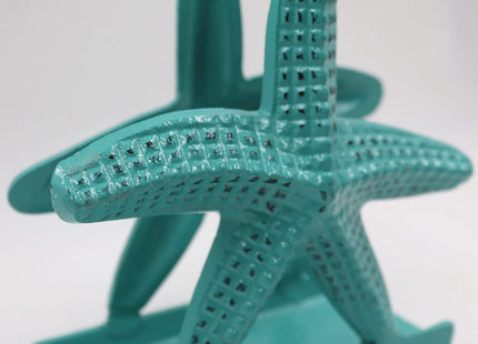 Nautical Starfish Lunch Dinner Metal Napkin Holder Kitchen Beverage Cocktail Ocean Coastal Napkin Holder By The Metal Magician (Distressed Green)