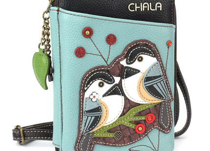 CHALA Wallet Crossbody Cell Phone Purse - Women Faux Leather Multicolor Handbag with Adjustable Strap - Chickadee - blue
