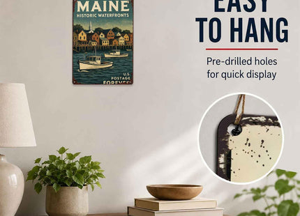 Maine Historic Waterfronts Vintage Metal Wall Art Signs 8X12 Inch
