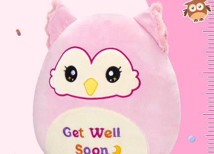 12''Get Well Soon Owl Plush Pillow Soft Pink Owl Stuffed Animal for Kids