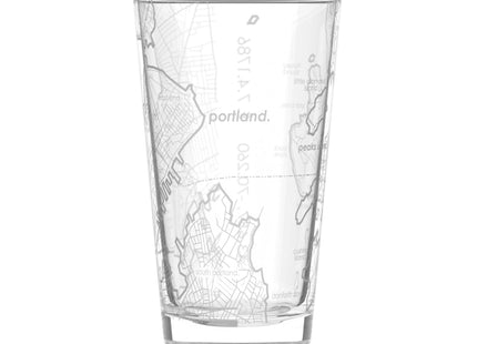 Well Told Engraved Portland Maine Map Pint Glass, Etched Beer Gift (16 oz, Clear) City Map Pint, Custom City Glassware, Gifts For Beer Lovers