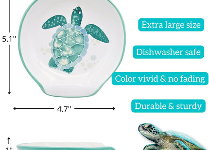 Turtle Spoon Rest - Coastal Ocean Nautical Decor, Teal Kitchen Accessories, Turquoise Hawaiian Beach Themed Decor for Stove Top Counter, Cute Sea Turtle Christmas Gifts