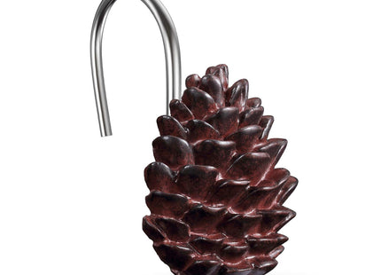 CHICTIE Pinecone Shower Curtain Hooks,12 Christmas Shower Rings Hangers