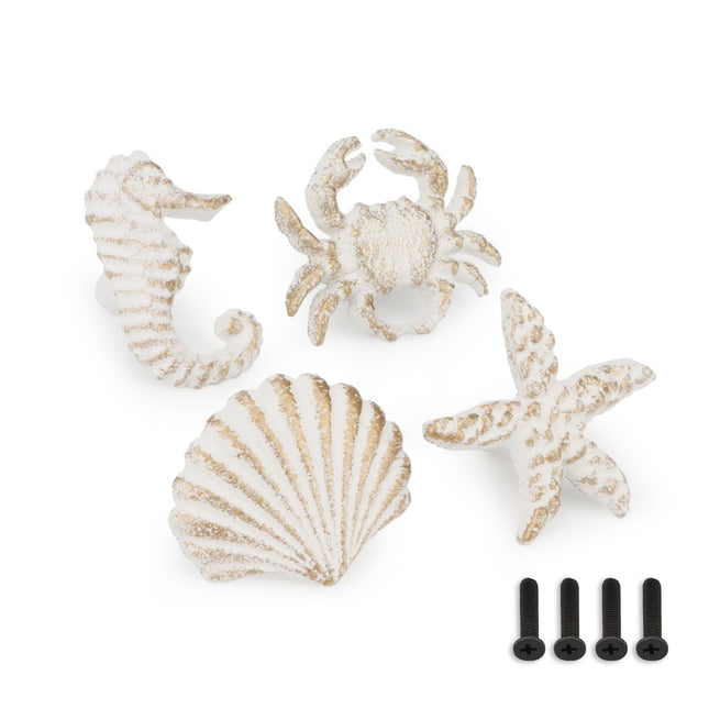 Brosay 4 Pcs Coastal Cabinet Knobs Ocean Nautical Drawer Pulls (White)