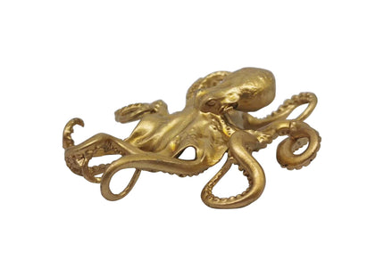 Pewery Gold Mini Octopus Figurine, Solid Metal Animal Ornament, Mini Octopus Sculpture for Home Office Garden Desktop Decor