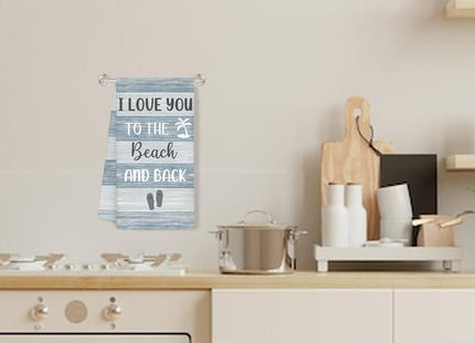 Jvpke Beach Kitchen Towels, I Love You to The Beach and Back Decorative Dish Tea Towels, Coastal Nautical Hand Towels for Bathroom, Coastal Kitchen Bathroom Decor, 16x24 Inch