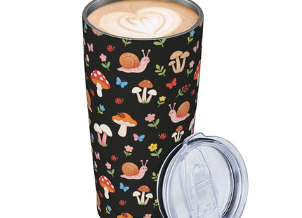Yobvec Mushroom Tumbler with Lid and Straw, 20 Oz Stainless Steel Cups Insulated Water Bottle Coffee Mug Mushroom Gifts