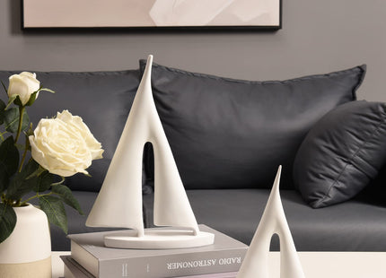 Saysmile Modern Sculptures Home Decor, Sailboat Decor Ornament, Boat Decorations Statue Decor, Art Sculptures and Statues, Sailboat Gifts Home Office Bathroom Shelf Decor (White-2 Pack)