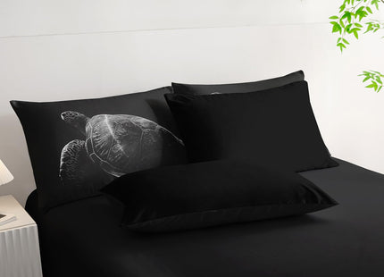 Nttopship Black Sea Turtle Comforter Set,Sea Turtle Bedding Set 7 Piece in A Bag,Beach Themed Bedroom Comforter Set Twin Size for Kids Teen Girls Boys Room Decor Microfiber Lightweight All Season