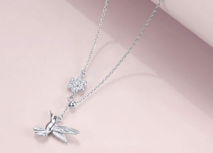 YAFEINI Hummingbird Necklace Sterling Silver Adjustable Lariat Y Hummingbird Necklace Hummingbird Pendant Jewelry for Women Gifts