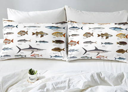 Erosebridal Bass Fish Twin Comforter Set for Boys Girls Farmhouse Fishing and Hunting Theme Bedding Set, Big Pike Fish Pattern Duvet Insert Fishing Lures Hook Quilt Bed Set Rustic Bedroom Decor