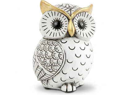 Smadeer Black and White Owl Statue, Small Resin Owl Boho Shelf Decor