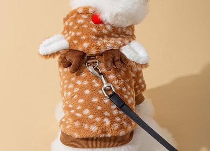 AZA Reindeer Dog Costume Fluffy Christmas Clothes Moose Coat Winter Pet Hoodies Puppy Girl Cute Coat Outfits for Small Dogs Costumes (S（Suitable：3.5lb-5.5lb）,Moose Brown)