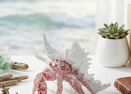 VVGIFTS Hermit Crab with Shell Beach Coastal Statue for Home Shelf Decor