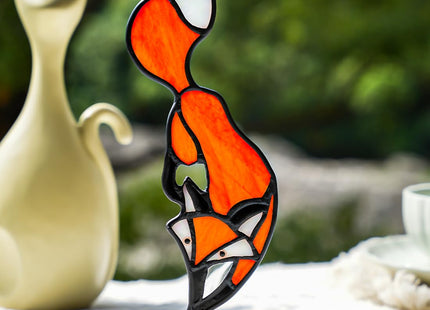 BOXCASA Fox Suncatcher for Window, Fox Stained Glass Window Hanging Decor