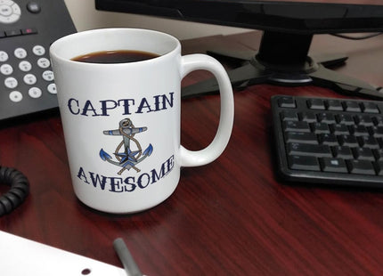 ThisWear Captain Awesome Nautical Anchor 15oz Coffee Mug - 1 Pack