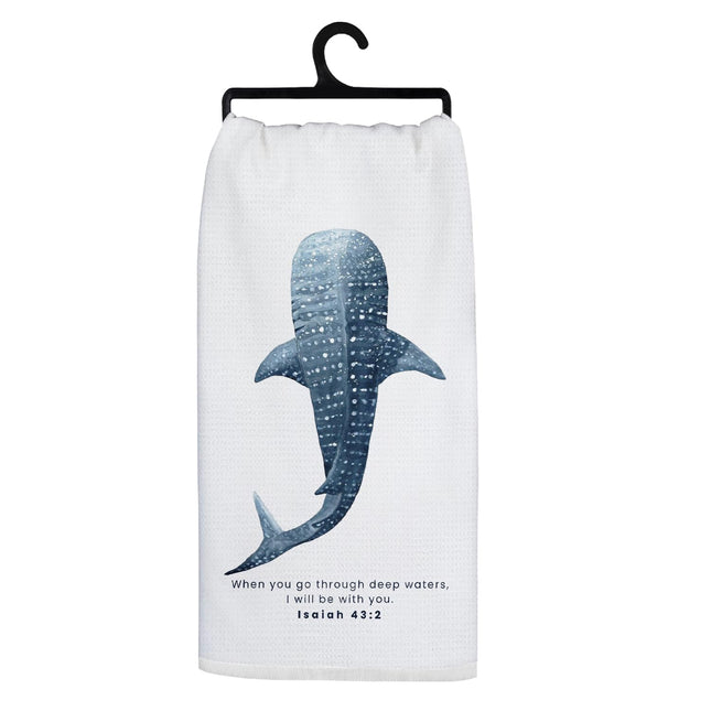 Whale Shark Christian Kitchen Towels, Coastal Beach Hand Towels for Bathroom, Bible Verse Decor Dish Tea Towels for Kitchen Decor, Ocean Shark Bathroom Decor, 16x24 Inch
