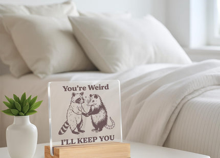 Funny Raccoon Gifts for Friends Besties, Raccoon and Possum Acrylic Plaque