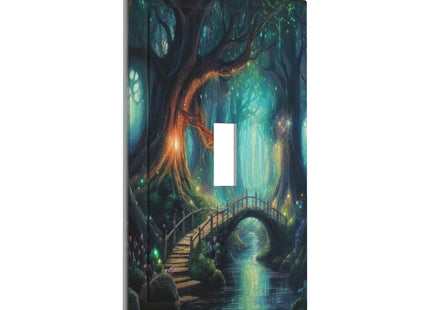 Decorative Art Light Switch Covers Enchanted Forest Single Toggle Wall Plate Decorative Switchcover Electrical Switchplate for Home Decor