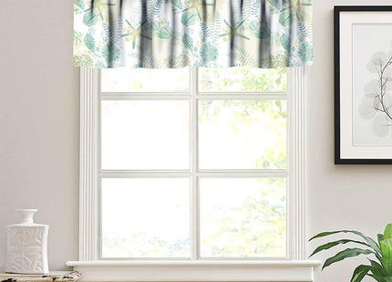 JanJCurt Coastal Starfish Blackout Valance, Beach Nautical Ocean Seashell Conch Malachite Green Coral Seaweed Summer Short Window Drape for Kitchen Living Room Bedroom, 54x18in