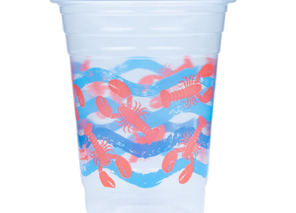 Glad Everyday Clear Plastic Cups, Lobster Waves, 16 Oz, 20 Count