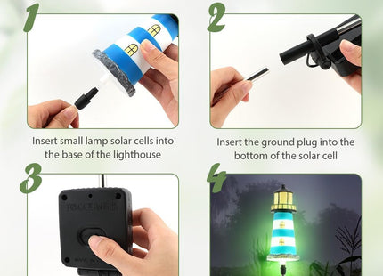 AQEENURA Solar Lighthouse, 2 PCS, 7 Colors Changing