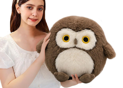 ELAINREN Chubby Brown Owl Stuff Animal Realisitc Owl Plush Bird Toy 3.9''