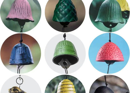 Oavand Set of 2, Japanese Traditional Lucky Small Wind Chimes for Outside, Iwachu Cast Iron Bless Temple Wind Bell Memorial Wind Chimes Indoor Garden Bell, Patio, Balcony ((Yellow Leaf and Pinecone)