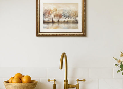 Gold Framed Fall Wall Art Canvas Print Autumn Forest Landscape Home Decor