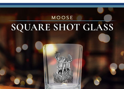 Heritage Pewter Moose Square Shot Glass | Hand-Sculpted 1.5 Ounce Shot Glass | Intricately Crafted Metal Pewter Inlay