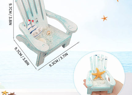 4 Pack Wooden Handmade Mini Chair Ornament Beach Decor Nautical Decoration for Bathroom Bedroom Decor Home Decor Article Home Office Desk, 4 x 3.75 x 3.75 inches (Light Blue)