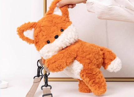 Cute Plush Fox Crossbody Bag, Orange Fluffy Fox Party Bag with Adjustable Strap, Phone, Cosmetic Multi-Way Carrying (Orange-FOX)