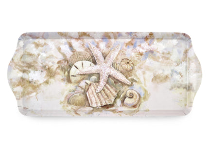 Pimpernel Beach Prize Collection Rectangular Tray – (15.25" x 6.5") Melamine Serving Platter with Seashell Design, Lightweight Kitchen Accessory for Snacks, Drinks, Dining & Entertaining