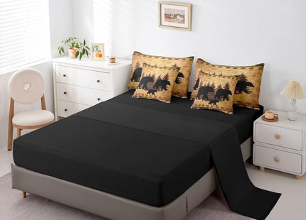 Erosebridal Camo Hunting Brown Black Bear Comforter Set Queen Size 7 Pieces