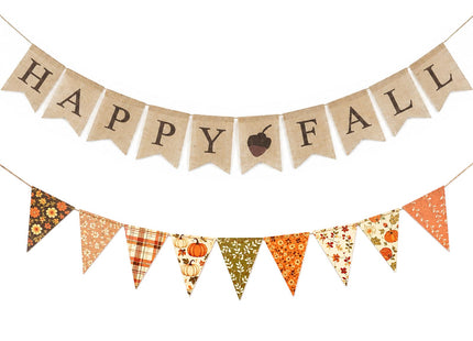 Happy Fall Banner Decorations Set, Pinecone Thanksgiving Garland Decor