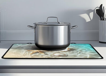 Txsniver Stove Top Cover for Electric Heat Resistant Glass Ceramic Cooktop Cover Mat Versatile Flat Top Induction Stove Cover Protector for Kitchen Decor, 29 x 21 Inch, Starfish Seashell