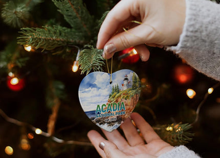 Majestic Acadia National Park Artwork Ornament, Travel Souvenir (Heart)