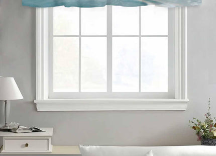 Chucoco Summer Ocean Valance Curtain for Window,Coastal Beach Sea Waves Rod Pocket Kitchen Valances Blue Khaki Gradient Short Curtain Windows Treatment Drape for Bathroom/Living Room/Bedroom/Cafe