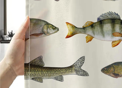 Sanzugh Rustic Cabin Fishing Camper RV Shower Curtain for Travel Trailer Bathroom, Country Lake Camping Small Shorter Fabric Shower Curtains Set, Happy Camp Decor Accessories with Hooks 47X64 inch