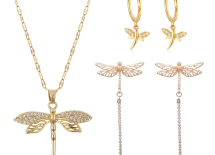 Winssigma Women's Animal Jewelry Set, Ladybug/Butterfly/Daisy/Bee/Dragonfly Necklace and Earring Jewelry Set(Dragonfly)