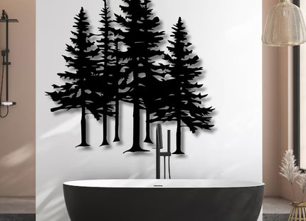 Mimiso Metal Pine Tree Wall Art,Pine Tree Decor,Wall Decorations for Living Room,Bedroom,Nature Forest Metal Decor (Black,19"×16")