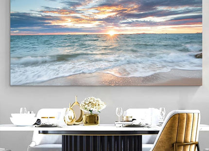 Yxbhhym-Beach Sunset Wall Art Coastal Decor Seascape Canvas Prints Ocean Picture for Living Room Decor Waves Sea Poster Landscape Painting Bedroom Wall Art Office Artwork Home Decorations