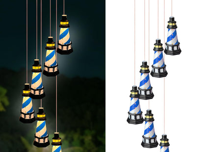 Lighthouse Wind Chimes Outdoors Solar Hanging Lighthouse Decorative Outdoor Lighthouse Solar Lighthouse Windchime（Blue）