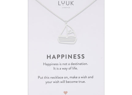 LUUK LIFESTYLE Steel Necklace with Sailboat Pendant, Silver, 20in