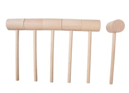 6Pcs Wooden Hammers, Natural Hardwood Crab Lobster Seafood Mallets