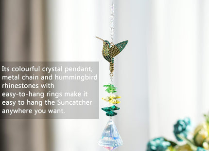 Rhinestone Hummingbird Crystal Suncatcher Prism Hanging Window Ornament